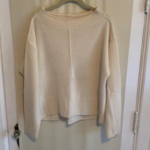 Anthropologie Cream Cashmere Boat Neck Sweater